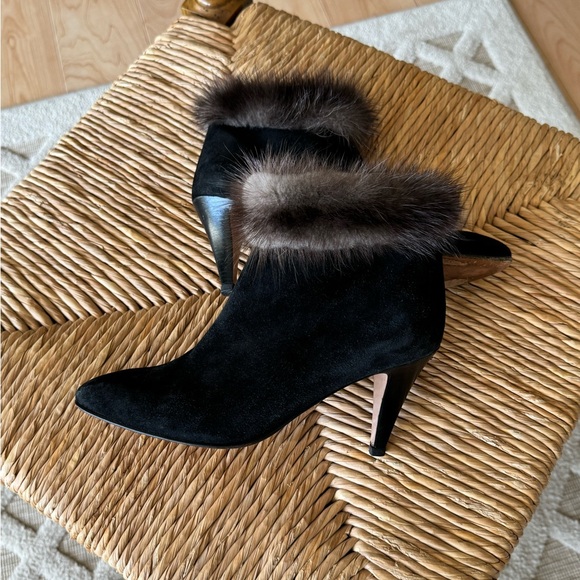 BALLY Black Leather Fur Trim Ankle Boots Made in Italy Designer Luxury Classic - Picture 2 of 12